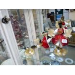 Pair of Murano glass candelabra dancing Girls with gold leaf decoration, 23.5cm in Height