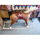 20thC Hand made rocking horse on wooden stand