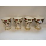 Set of 4 Royal Crown Derby Imari pattern Goblets with red stamped marks to base