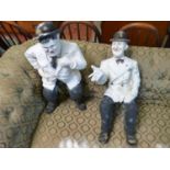 Vintage Laurel and Hardy advertising figures painted in Black and White