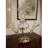 Edwardian Silver plated Epergne table centre piece of 4 vases