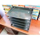 Vintage 5 Shelf Metal green painted filing tray