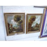 Pair of Oil on copper Landscape paintings framed, 23 x 28cm