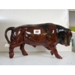 Sylvac Ceramics brown glazed Bull stamped 3950, 35cm in Length