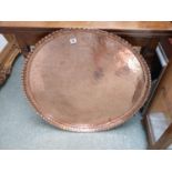 Large Persian Copper Salver with pie crust edge, 80cm in Diameter