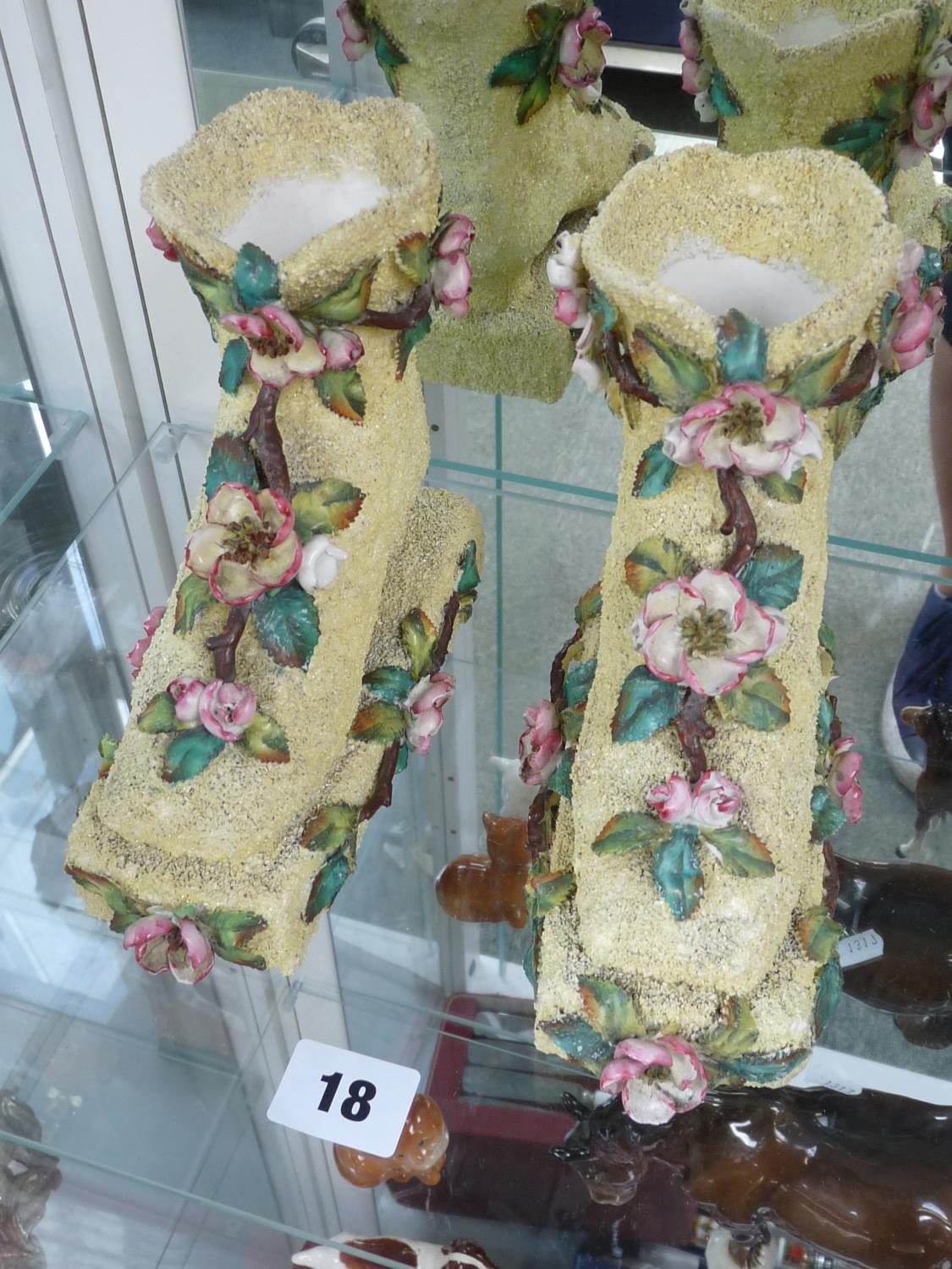 Pair of Hanley of Staffordshire Bennington Boots with Rose decoration