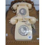 Pair of Vintage Cream Dial Telephones