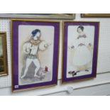 Pair of Bjorn Wiinblad prints of two dancers, 32 x 52cm