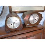 2 Art Deco Oak cased chiming mantel clocks