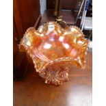 Interesting Carnival Glass Imperial centrepiece with impressed decoration. 24cm in Height.