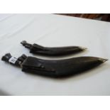 2 Leather bound Kukris with side blades