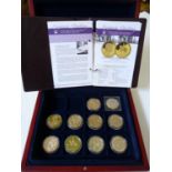 Cased Collection of Sterling Silver gilded Queen Elizabeth II 80th Set comprising of 10 Coins with