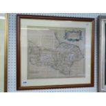 Map of The North Riding of Yorkshire by Robert Morden, mounted and framed, 42 x 36cm