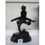 Good Quality Bronze of children playing leap frog signed to base 'Barie' mounted on marble base.