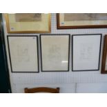 Set of 3 1950s Etchings by Marseglia signed in Pencil