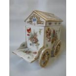 19thC Samson Porcelain model of a Bathing Machine with floral and gilt detail marked 180 with