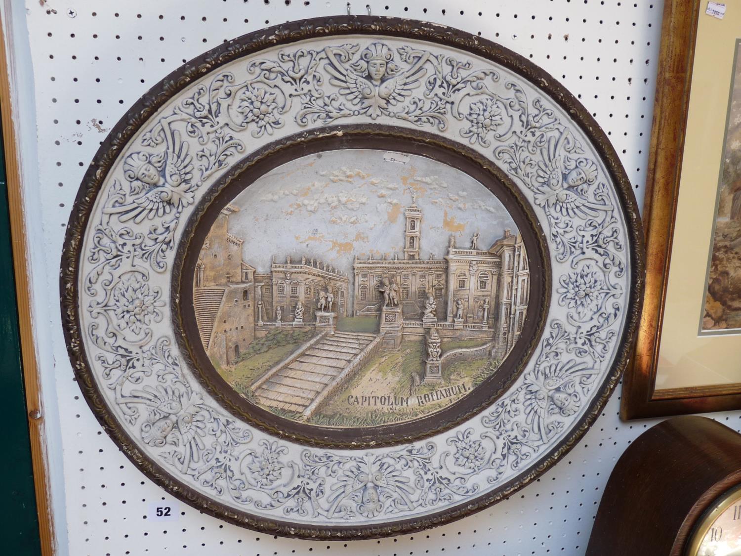 Large 19thC Earthenware charger depicting Capitolum Romanum by Schiller & Gerbing