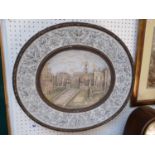 Large 19thC Earthenware charger depicting Capitolum Romanum by Schiller & Gerbing