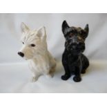 Black & White Whisky Advertising Painted Metal Terriers. 18cm in Height.
