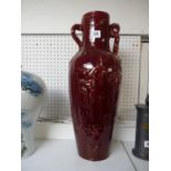 Clément Massier of Golfe-Juan Flambe Ox Blood floral decorated Earthenware vase with naturalistic