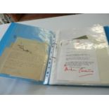 Collection of assorted signed documents and Letters inc. Christian Bonington, Ronnie Corbett, Glenda