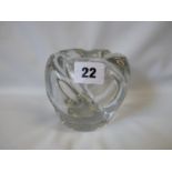 Daum of Nancy France Clear glass vase of swirl design with engraved mark to base, 10cm in Height.