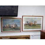 2 Framed prints 'Sketch of a Start Newmarket 1954' and 'Under Starters Orders Newmarket Start' by