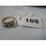 Ladies 9ct Gold White 3 stone set ring 2.3g total weight