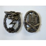 WW2 Third Reich Luftwaffe Ground Assault Badge and a later General Assault Badge