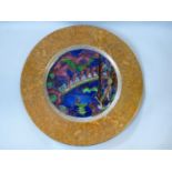 Good Quality Wedgwood Daisy Makeig Jones 'Imps on a Bridge' Fairyland Lustre plate, gilded mark to