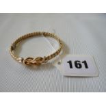 Ladies Gold Bangle of Rope design marked 585, 18.9g total weight