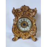 Early 20thC Gilded nightstand clock by The British United Clock Co. 12.5cm in height.