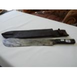 1945 Stamped Military Issue Machete with leather scabbard