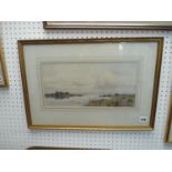 R W Fraser, framed watercolour 'On Barton Broad' 36 x 18cm