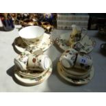 Highly decorative Victorian floral and gilded tea set for 6 with sandwich plates