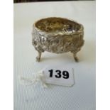 Good quality S Kirk & Sons Sterling Silver Salt with heavy foliate decoration supported on pad feet,