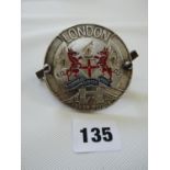 Tower Bridge London white metal enamelled car badge