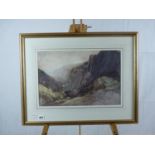 C R Rushton watercolour of Swiss Mountain scene, signed to bottom right. 45 x 32cm