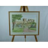 Framed Limited Edition Print by Edward Dowden of Bamburgh Castle and village 2 of 50. 32 x 42cm