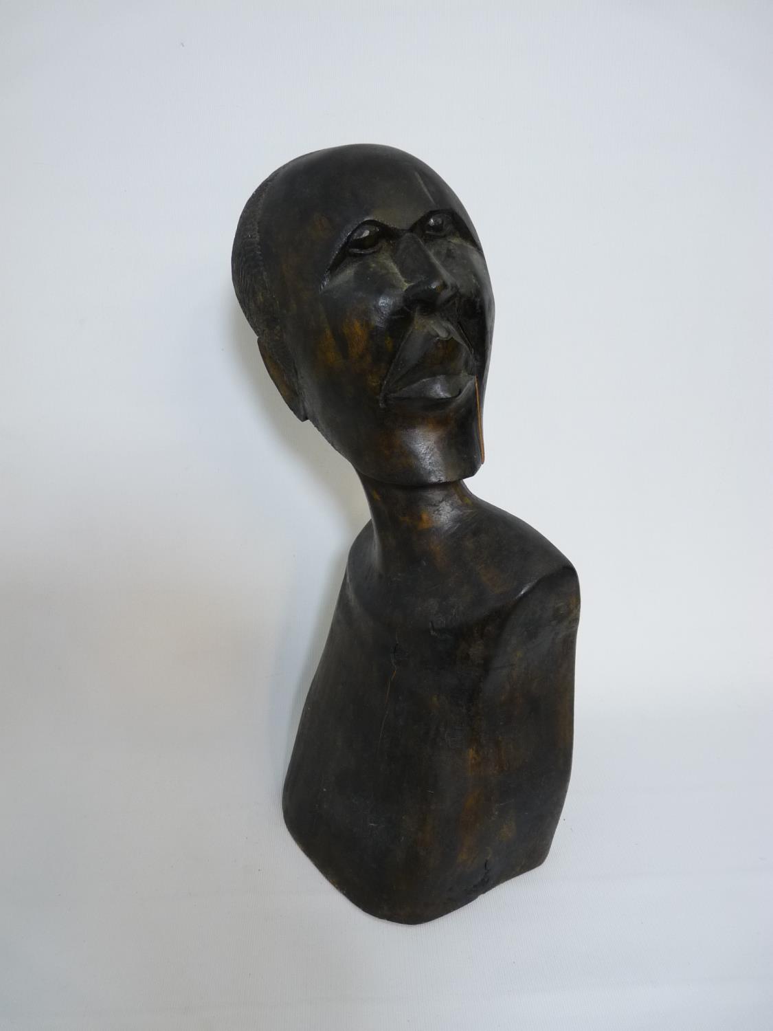 Large Angolan Hardwood African Carved Bust of a Man