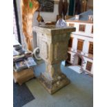 Large Portland Type Garden Urn of panelled form, monogrammed W J . 83cm in Height