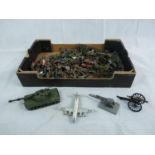 Box of assorted Cold painted Lead Britains Soldiers and Vehicles