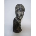 Large Angolan Hardwood African Carved Bust of a Woman