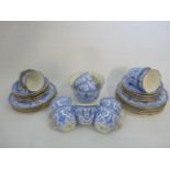 Royal Crown Derby Blue & White panelled Tea Set with gilded detail