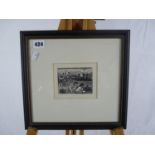 Pamela Hughes 'Brancaster Sands' 6 of 40 Block print mounted and framed 10 x 7.5cm