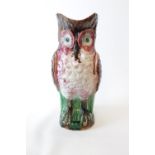 19thC Thomas Forrester Majolica Owl Ewer with naturalistic green base. 27cm in Height