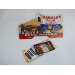 Harolds Club or Bust of Reno Nevada Tin sign and a Pamphlet