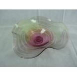 Murano style glass flared fruit bowl. 39cm in Diameter