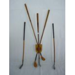 Collection of assorted Hickory Shafted Clubs inc. H Logans etc