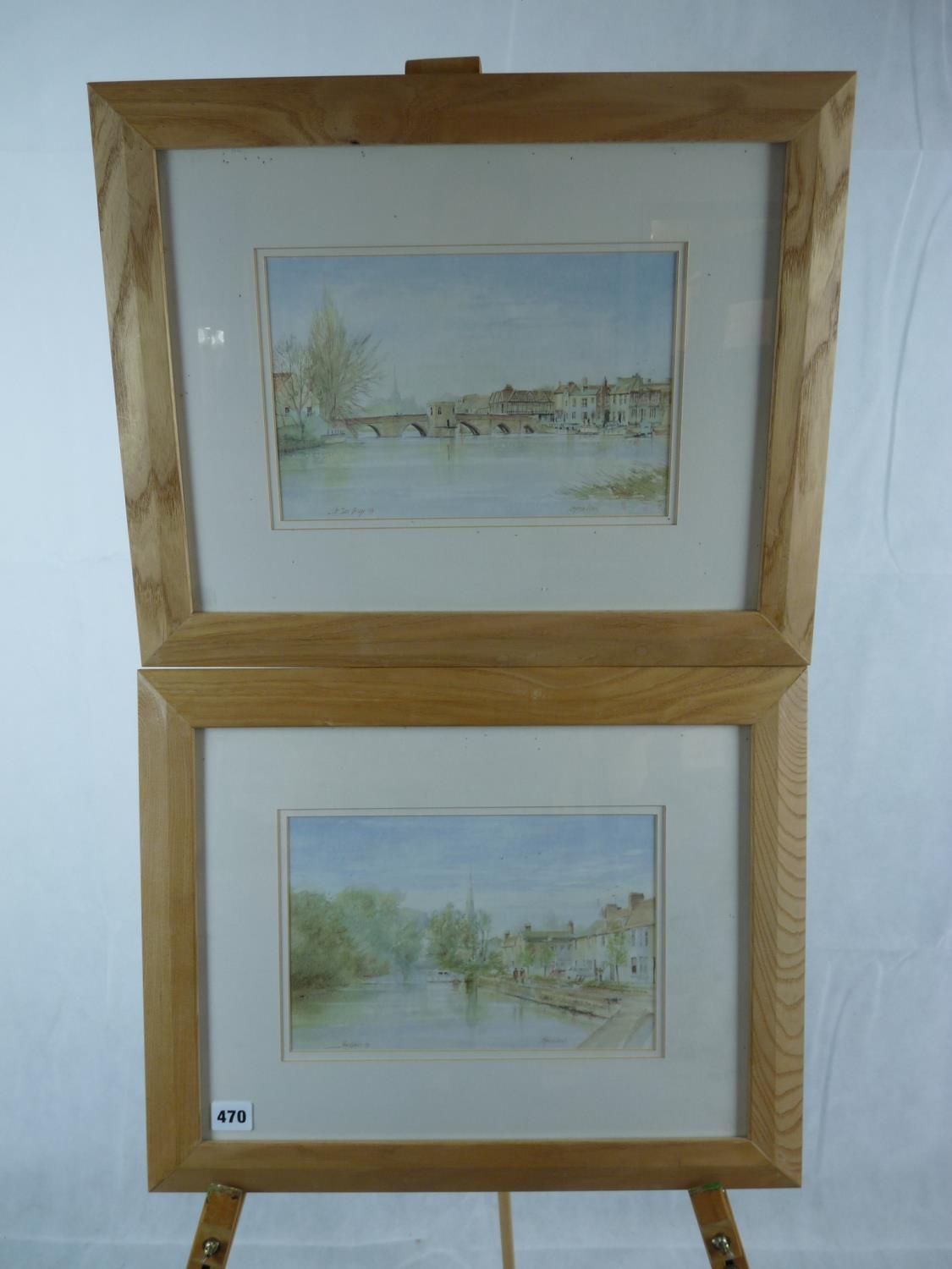 Framed Watercolour of St Ives Bridge and a Watercolour of The Waits, St Ives by Stephen Lewis
